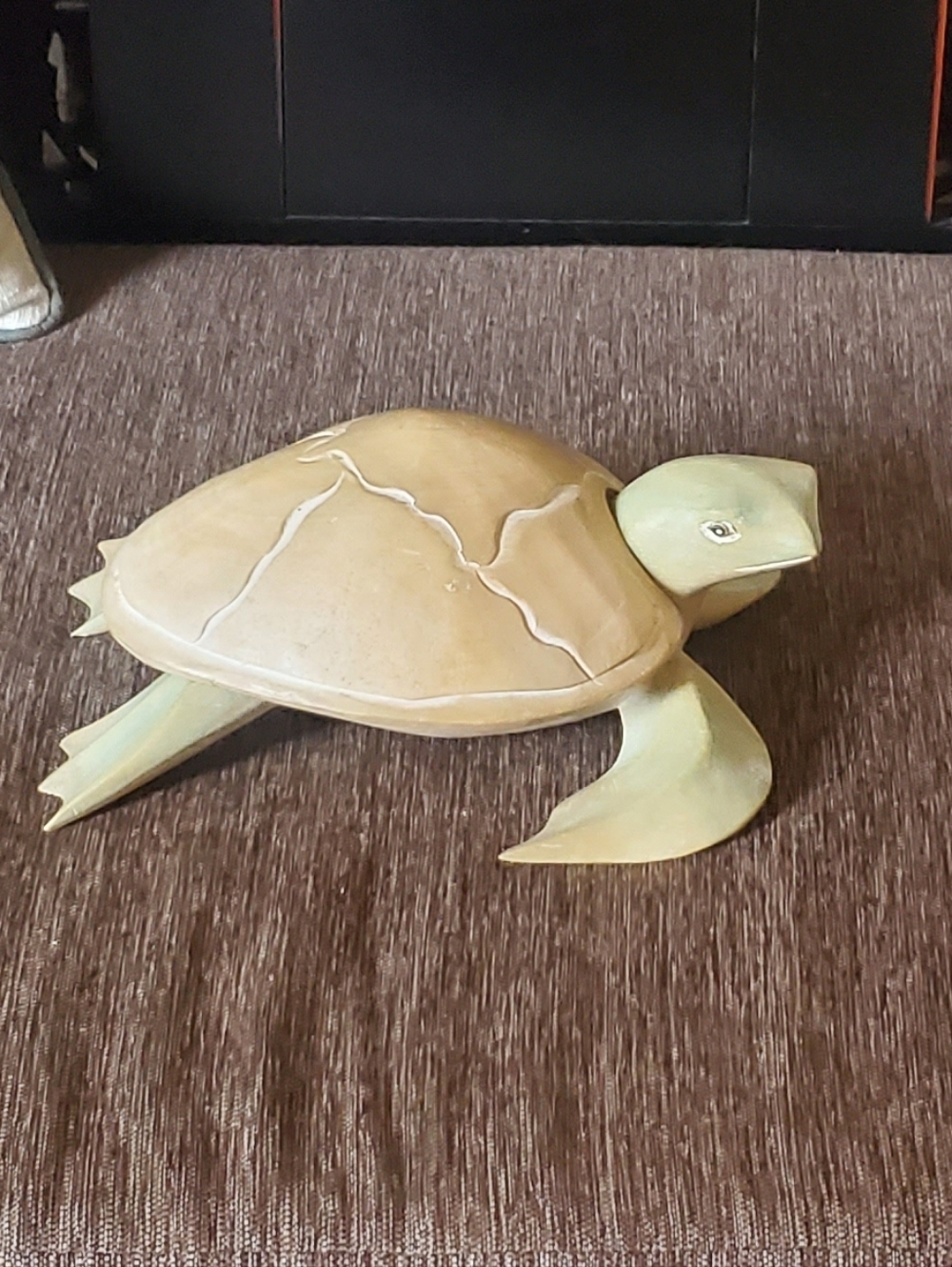Source Unknown Pale Green and Beige Turtle Figurine